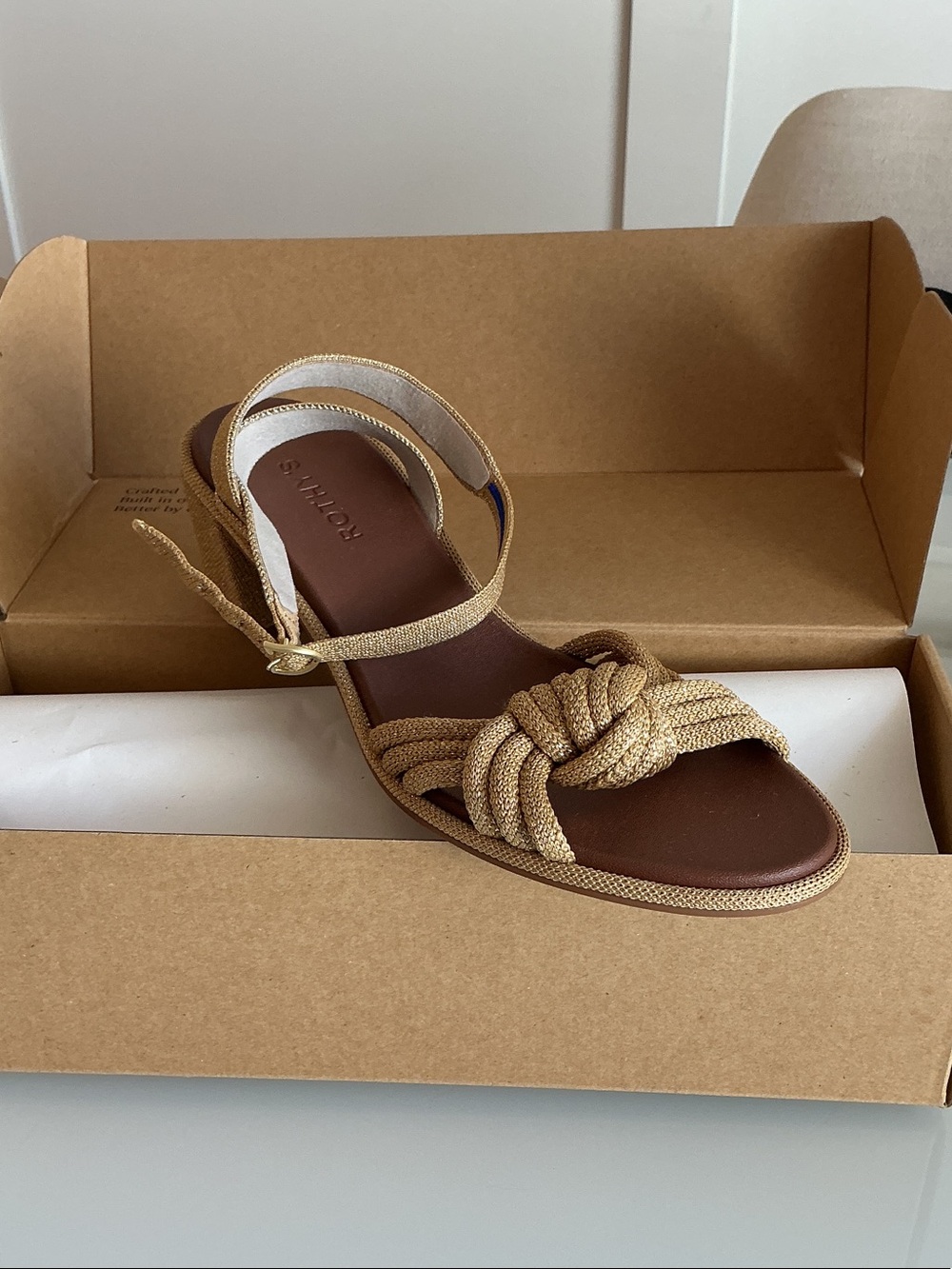 Rothy's the Knot Tan Ankle-Strap Sandal